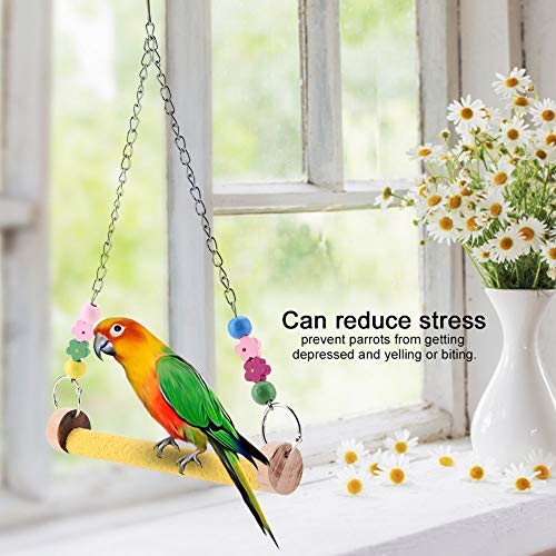 Nicoone Pájaros Juguetes para pájaros Perca Soporte loros Masticar Juguetes colgantes Mascota Rata Loro Pico Mordedura Masticar Juguete Soporte Perca Madera Esmerilada Stick Swing