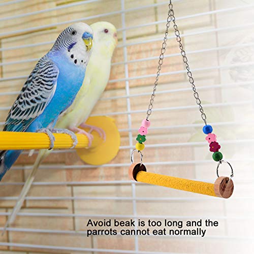 Nicoone Pájaros Juguetes para pájaros Perca Soporte loros Masticar Juguetes colgantes Mascota Rata Loro Pico Mordedura Masticar Juguete Soporte Perca Madera Esmerilada Stick Swing