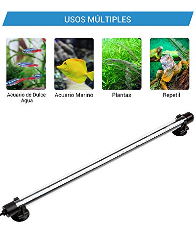 NICREW Luz Sumergible de Blanca y Azul LED para Acuario, Luz Plantado 8W Subacuática para Tanque con Pez, Lámpara Impermeable para Acuario