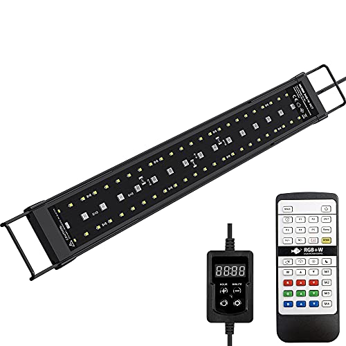 NICREW SkyLED RGB+W 24/7 Luz Acuario, Luz LED Multiespectral para Acuario, Pantalla LED Acuario con Control Remoto, Iluminación LED para Acuarios 42-55 cm, 17 W, 850 LM