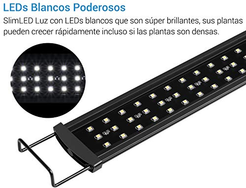 NICREW SlimLED Luz Acuario, Luz con Alto IRC para Acuario de Dulce Agua, Lámpara Acuario de Luz Blanca con Controlador de Canal Único, 60-75 cm, 32W, 2880 LM