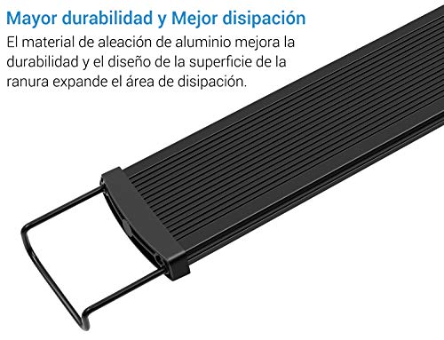 NICREW SlimLED Luz Acuario, Luz con Alto IRC para Acuario de Dulce Agua, Lámpara Acuario de Luz Blanca con Controlador de Canal Único, 60-75 cm, 32W, 2880 LM