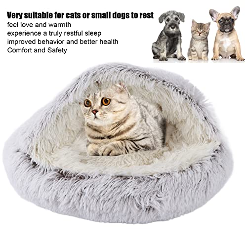 Nido de Gato, Cojín Calefactor, Cama para Gatos, Cojín Redondo para Perros Y Gatos, Cama Portátil para Animales, para Tu Gatito o Cachorro, Cálida en Invierno((Estilo de felpa) Noble color café.)