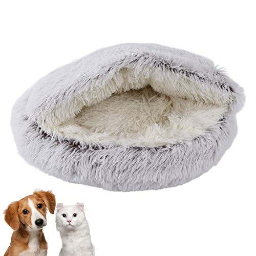 Nido de Gato, Cojín Calefactor, Cama para Gatos, Cojín Redondo para Perros Y Gatos, Cama Portátil para Animales, para Tu Gatito o Cachorro, Cálida en Invierno((Estilo de felpa) Noble color café.)