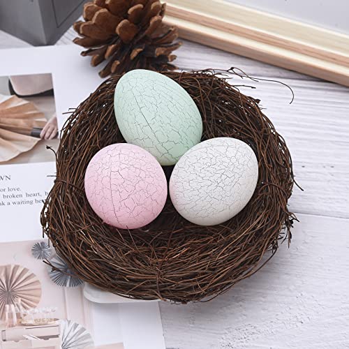 Nido de pájaro de Pascua HXRZZG, nido de pájaro artificial de 5.9 pulgadas con huevos de pájaro LED para pájaros de Pascua naturales, nido de pájaro decorativo