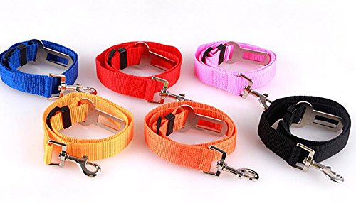 Nikgic Cinturón de seguridad para perros y mascotas, arnés de coche, cinturón de seguridad, clip de viaje, tela de nailon, color rojo