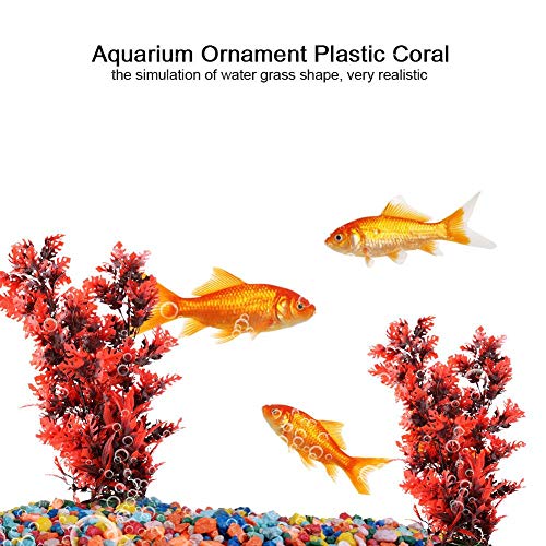 Nikou Planta de Agua de Acuario Adorno de plástico Planta de Coral Artificial vívida para pecera submarina(Rojo AI-149R)