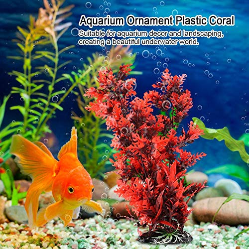 Nikou Planta de Agua de Acuario Adorno de plástico Planta de Coral Artificial vívida para pecera submarina(Rojo AI-149R)