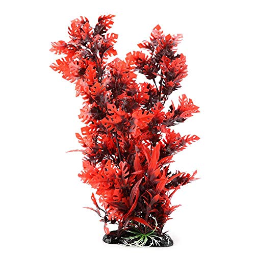 Nikou Planta de Agua de Acuario Adorno de plástico Planta de Coral Artificial vívida para pecera submarina(Rojo AI-149R)