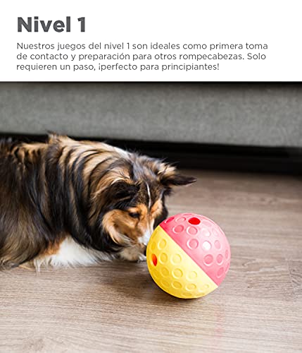 Nina Ottosson por Outward Hound Treat Tumble - Balón dispensador de recompensas - Rompecabezas para perros - Grande - Rojo