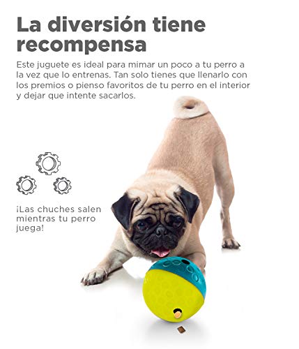 Nina Ottosson por Outward Hound Treat Tumble - Balón dispensador de recompensas - Rompecabezas para perros - Pequeño - Azul