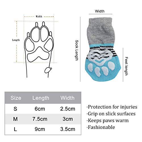 NO Heiqlay Calcetines para Perros, Calcetines para Mascotas Protectores de Patas para Perros Calcetines Antideslizantes Control de tracción protección para Las Patas para Perros Gatos, 4 Juegos, M