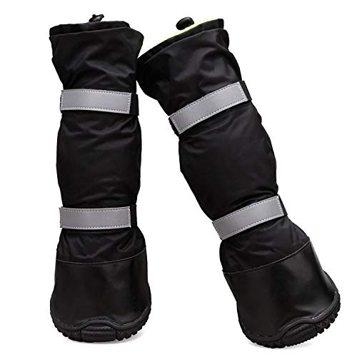 Nobenx Botas para Perros Zapatos Impermeables for Perros Zapatos Grandes Perro del Invierno Largo del Perro Caliente Botas Antideslizante Nieve Botas for Mascotas for Mediana Grande Perro