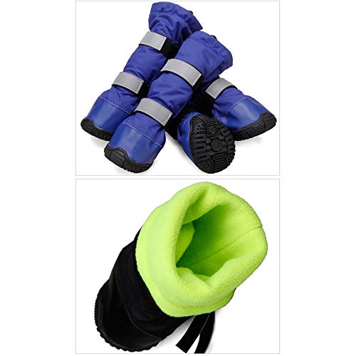 Nobenx Botas para Perros Zapatos Impermeables for Perros Zapatos Grandes Perro del Invierno Largo del Perro Caliente Botas Antideslizante Nieve Botas for Mascotas for Mediana Grande Perro