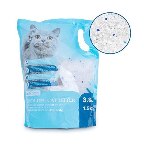 Nobleza - 4 x 3.8L Arena para Gatos de sílice Camada para Gatitos de Gel de Diamante Absorbente, Cómodo Biodegradable