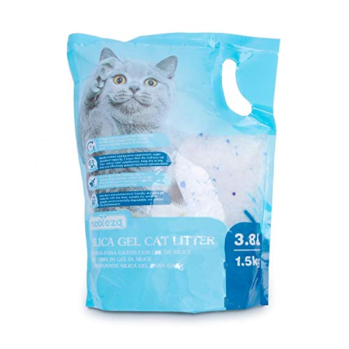 Nobleza - 4 x 3.8L Arena para Gatos de sílice Camada para Gatitos de Gel de Diamante Absorbente, Cómodo Biodegradable