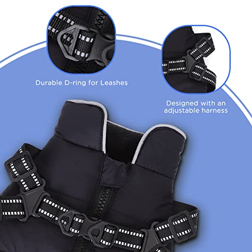 Nobleza - Abrigo para Perros, Chaqueta abrigadora de Invierno para Perros, Resistente al Viento, Impermeable, 2 en 1, Chaleco para Mascotas con Arnés con Anillo en D