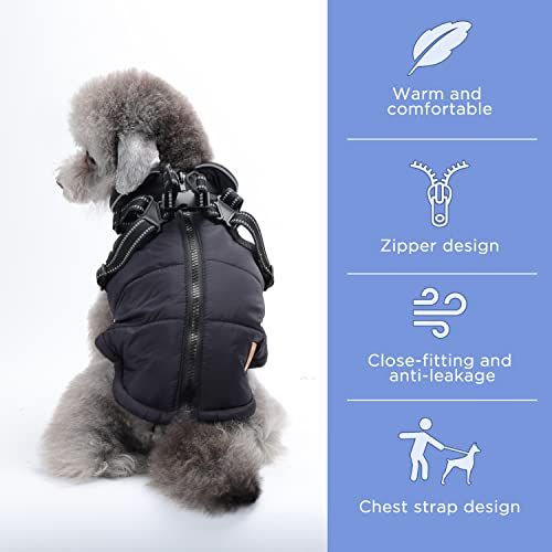 Nobleza - Abrigo para Perros, Chaqueta abrigadora de Invierno para Perros, Resistente al Viento, Impermeable, 2 en 1, Chaleco para Mascotas con Arnés con Anillo en D