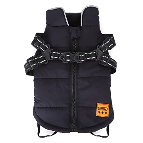 Nobleza - Abrigo para Perros, Chaqueta abrigadora de Invierno para Perros, Resistente al Viento, Impermeable, 2 en 1, Chaleco para Mascotas con Arnés con Anillo en D