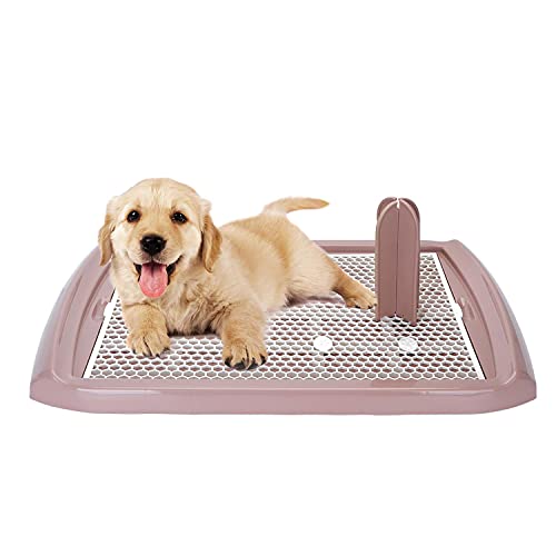 Nobleza - Bandeja de Entrenamiento WC para Perros, Soporte para Almohadilla para Mascotas, Inodoro de Plástico con Poste Extraíble para Perros y Gatos, Color Marrón, Talla S, (60,5 * 39,5) cm