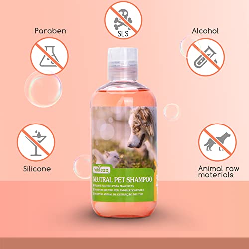 Nobleza Champú para Perros 250 ml - Champú antiparasitario para Perros y Gatos Champú nutritivo para Perros para Pieles sensibles y Pelaje Brillante, pH Neutro, hidratante e hidratante