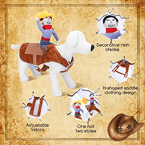 Nobleza Disfraces para Perro y Gato,Disfraz de Mascota para Fiesta de Halloween Cosplay Cumpleaños, Disfraz de Jinete de Vaquero Divertido para Llevar al Perro(S)