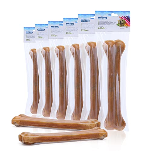 Nobleza - Hueso Prensado para Perros Fortalecedor de Dientes Stick Dental Dog Snack, Hueso de Nudillos de Cuero Crudo, Hueso para morder, Paquete de 6,10 Inches (250mm)