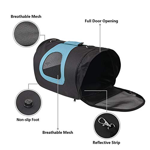 Nobleza -Transportin Gato Perro, Bolsa de Transporte Transpirable para Mascotas, 40 * 23 * 24 cm transportador de Mascotas para Perros/Gatos/Avión Mediano (Negro Azul)