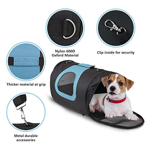 Nobleza -Transportin Gato Perro, Bolsa de Transporte Transpirable para Mascotas, 40 * 23 * 24 cm transportador de Mascotas para Perros/Gatos/Avión Mediano (Negro Azul)