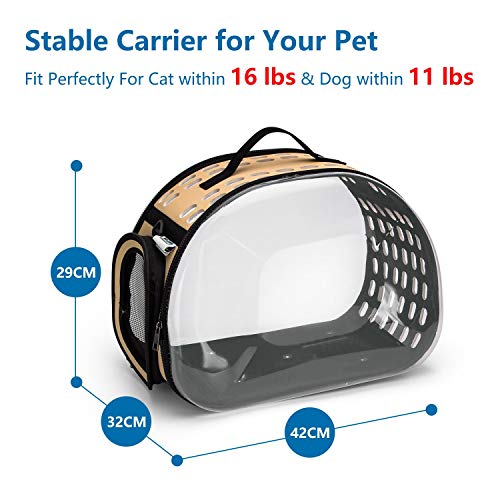 Nobleza Transportin Gato Perro Conejos, Bolsa de Transporte para Perros Gatos con mango, correa de hombro - Dos colores, Transpirable Plegable Viaje Coche Portátil en Tren, Coche, Avión 42*32*29cm