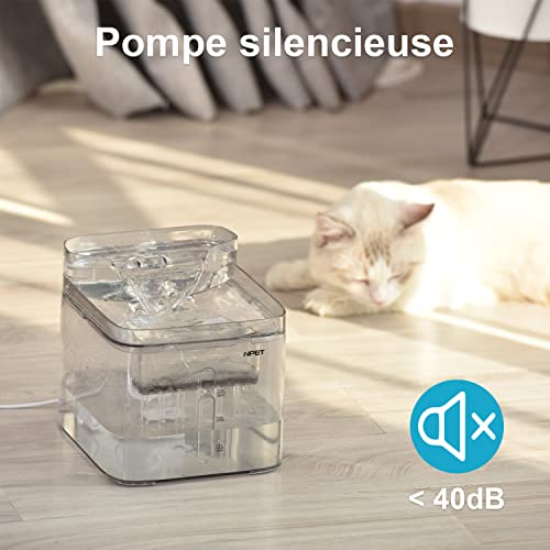 NPET - Fuente de agua para gato y perro automático, transparente, dispensador de agua para gatos, animales domésticos con filtro de repuesto, eléctrico ultrasilencioso, 3L WF020TP