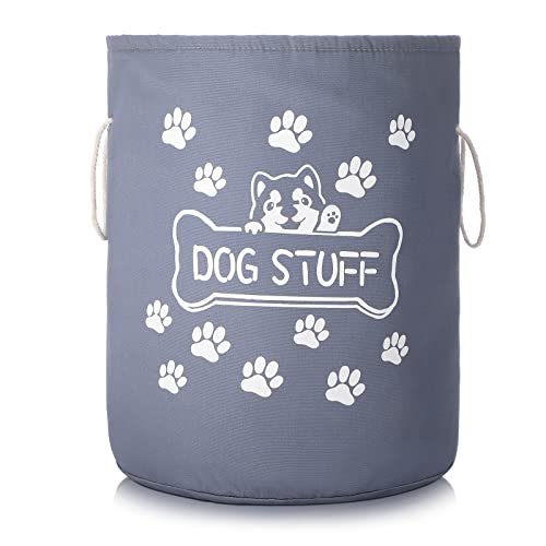 Nuenen Contenedor de Juguete Perro Canasta de Juguete Mascota Canasta de Almacenaje Juguete Perro Soporte de Juguete Perro Recipiente de Juguete Perro Contenedor Plegable, Gris, 15 x 12 Pulgadas