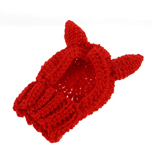 NUOBESTY Sombrero de Punto Rojo para Mascotas Perro de Lana Gato Gorro de Mascota Cachorro Gorro de Punto para Cachorro Peluche de Dibujos Animados Animal Perro Gato Ropa de Aseo