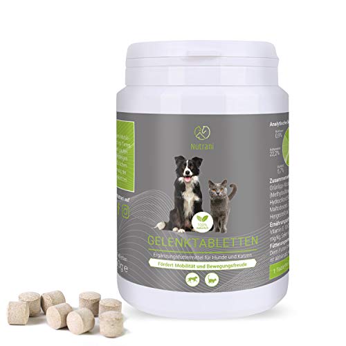 Nutrani Comprimidos articulares para Perros y Gatos | 120 Piezas - Alimento complementario 100% Natural con mejillón de Labios Verdes, MSM, Garra del Diablo, levadura de Cerveza y Jengibre