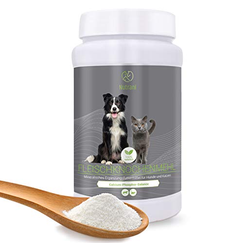 Nutrani Harina de hueso de carne para perros y gatos | 1 kg – 100% natural y pura harina de hueso para fortalecer huesos y articulaciones y complementar la barba | 1000 g