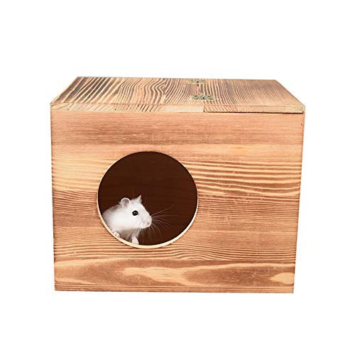 Nvshiyk Cabina para hámsteres, cueva de casa de madera para hámster, jerbo de rata, jaula para pájaros montada para animales pequeños (color : color de la imagen, tamaño: 22 x 17,5 x 17,5 cm)