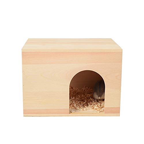 Nvshiyk Cabina para hámsters de madera de animales pequeños para hámsteres, pájaros, ardilla para animales pequeños (color: color de la imagen, tamaño: 22 x 16 x 15,5 cm)