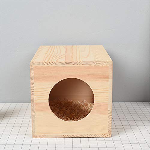 Nvshiyk Cabina para hámsters de madera de animales pequeños para hámsteres, pájaros, ardilla para animales pequeños (color: color de la imagen, tamaño: 22 x 16 x 15,5 cm)