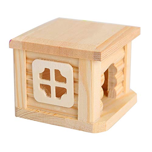 Nvshiyk - Caseta para hámster de madera para hámster y hámster (hibernación Shelter para los pequeños animales (color foto), tamaño 10 x 10 x 8 cm)