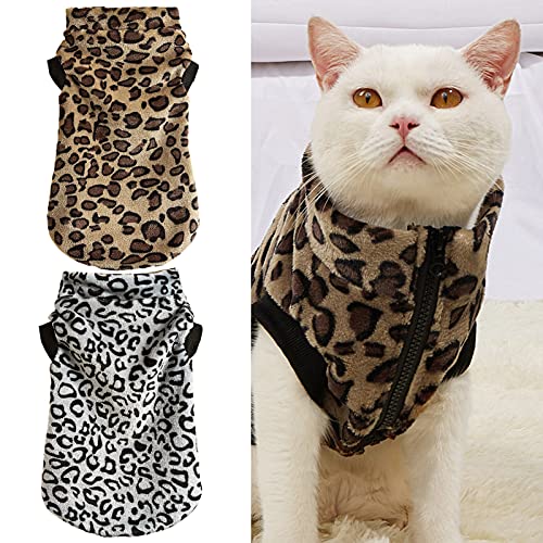 NXACETN Abrigo de cachorro estampado de leopardo mantener caliente felpa perro chaleco ropa para mascotas ropa para mascotas - negro con blanco M