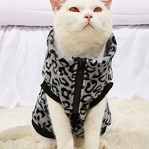 NXACETN Abrigo de cachorro estampado de leopardo mantener caliente felpa perro chaleco ropa para mascotas ropa para mascotas - negro con blanco M