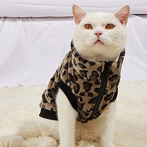 NXACETN Abrigo de cachorro estampado de leopardo mantener caliente felpa perro chaleco ropa para mascotas ropa para mascotas - negro con blanco M