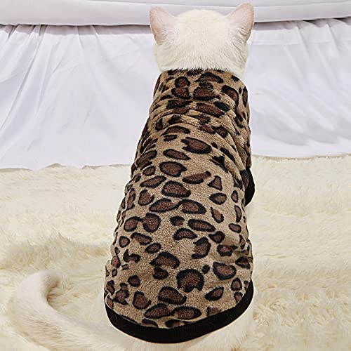 NXACETN Abrigo de cachorro estampado de leopardo mantener caliente felpa perro chaleco ropa para mascotas ropa para mascotas - negro con blanco S