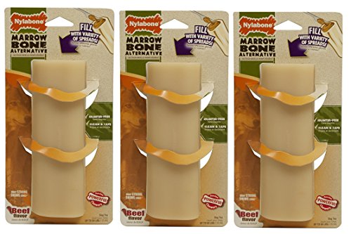 Nylabone 3 Unidades de Masticar Masticar Hueso de médula Alternativo de Carne de Vacuno masticable para Perro, Grande