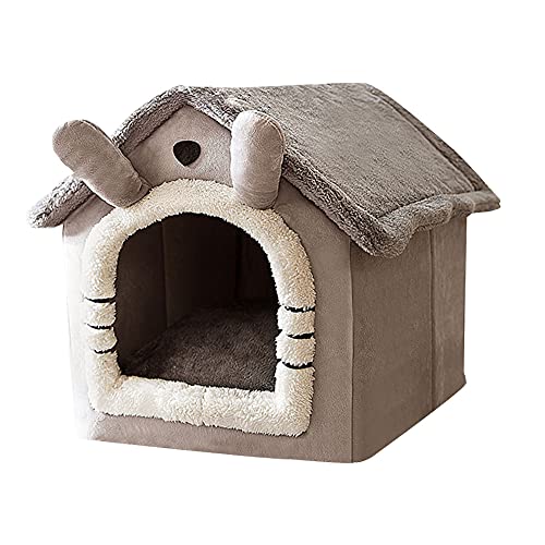 ODOORACT Caseta para perros, pequeña tienda para gatos, cama suave para mascotas, interior cerrada, cálida felpa, cesta con cojín extraíble, suministros para animales domésticos (L)