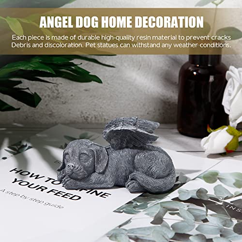 Offfay Estatua De ángel para Mascotas, Perro Durmiente/Gato, Adorno De ángel, Figura Conmemorativa De Tumba con ala De ángel Que Lleva A Tu Amor Y A Tu Señorita