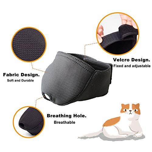 OHCOZZY Bozal para Gatos con Malla para La Ventilación, Mascara Bozal Protectora para Gato para Evitar Mordeduras Al Acicalar（M, Negro