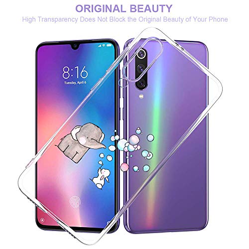 Oihxse Animal Serie Case Compatible con Samsung Galaxy A70 Funda Transparente Suave Silicona Elefante Conejo Patrón Protector Carcasa Ultra-Delgado Creativa Anti-Choque Cover (A7)