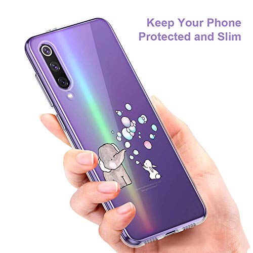 Oihxse Animal Serie Case Compatible con Samsung Galaxy A70 Funda Transparente Suave Silicona Elefante Conejo Patrón Protector Carcasa Ultra-Delgado Creativa Anti-Choque Cover (A7)