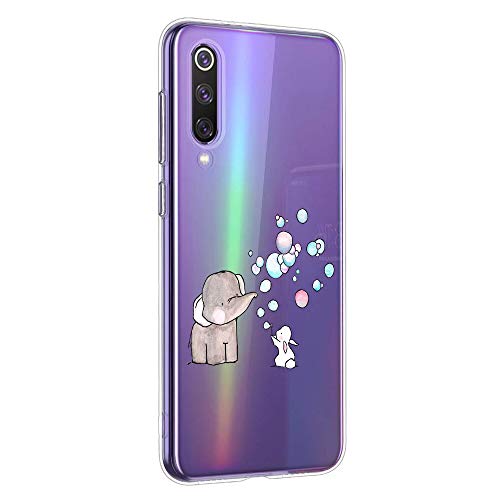 Oihxse Animal Serie Case Compatible con Samsung Galaxy A70 Funda Transparente Suave Silicona Elefante Conejo Patrón Protector Carcasa Ultra-Delgado Creativa Anti-Choque Cover (A7)